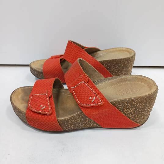 Women's Clarks Orange Wedge Sandals Size 6 image number 1