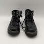 Mens Black Leather Round Toe Lace-Up Fashionable Motorcycle Boots Size 10.5 image number 3