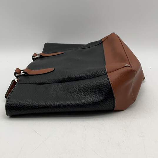 Chaps Womens Black Brown Leather Zipper Inner Pocket Top Handle Handbag image number 3
