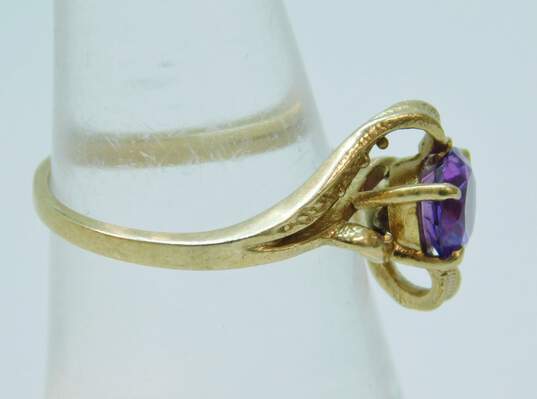 10k Yellow Gold Purple Sapphire Bypass Ring 2.5g image number 2