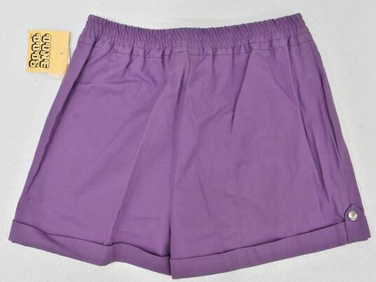 Vintage 80s Dune Duds Purple Mom Jean Style Cargo Shorts Women's Size 12 w/ Tags image number 2