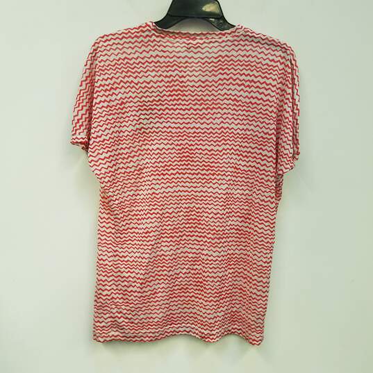 NWT Womens White Red Round Neck Short Sleeve Knitted Pullover T-Shirt Sz XL image number 2