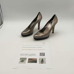 Authentic Gucci Womens Silver Leather Stiletto Pump Heels Size 9.5B/COA alternative image