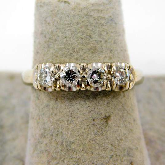 Vintage 14K White Gold 0.40 CTTW Diamond Four Stone Ring 2.5g image number 2