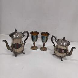 4pc International Silver Du Barry Silver Plated Teapot and Goblet Set alternative image