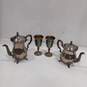 4pc International Silver Du Barry Silver Plated Teapot and Goblet Set image number 2