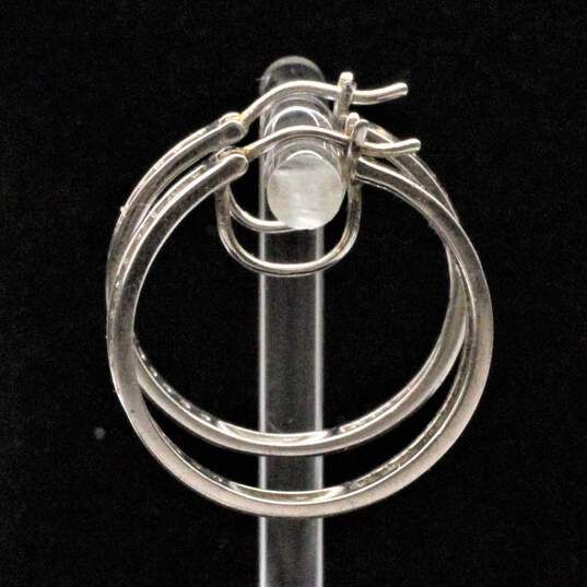 Sterling Silver Diamond Accent Hoop Earrings - 4.5g image number 2