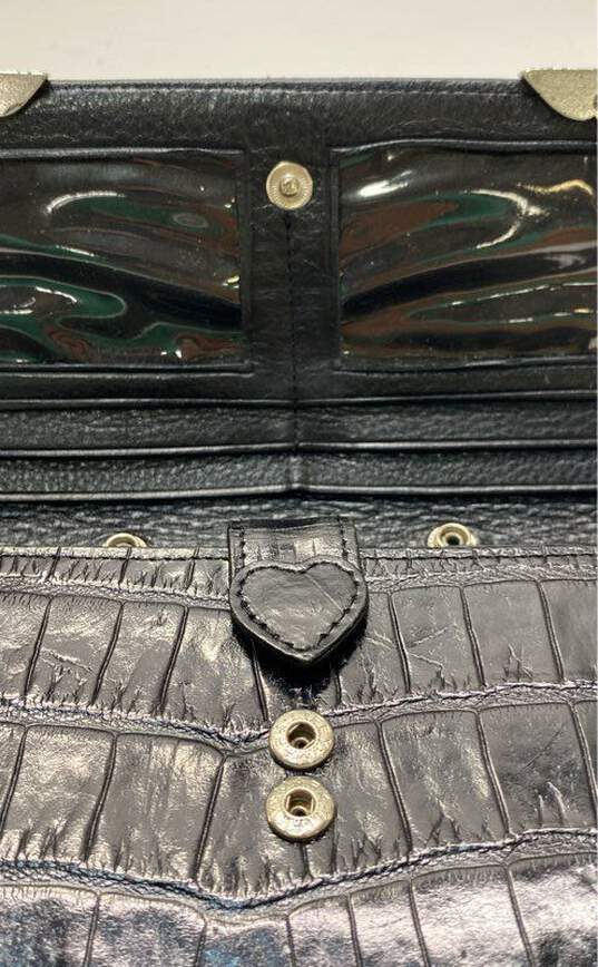 Brighton Black Leather Croc Embossed Tri-Fold Card Wallet image number 3