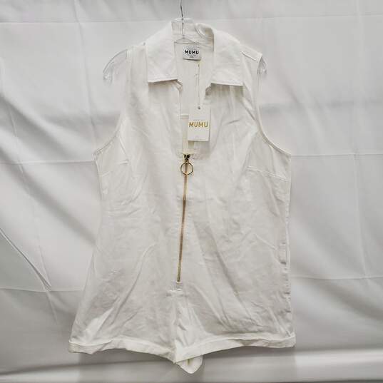 NWT Mumu WM's White Sleeveless Full Zipper Romper Size XXL image number 1