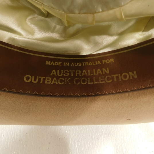 Australian Outback Collection JACKEROO Fur Felt Leather Beige Hat Size 7-1/2 image number 7