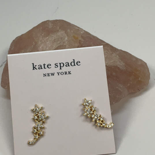 Designer Kate Spade Gold-Tone Multiple Stars Rhinestone Drop Earrings image number 1