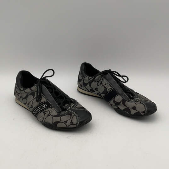 Womens Katelyn Black Gray Signature Print Lace-Up Sneaker Shoes Size 7 image number 4