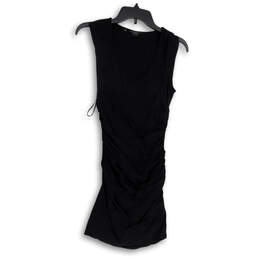 Womens Black Scoop Neck Sleeveless Ruched Knee Length Bodycon Dress Size M alternative image
