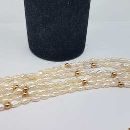 14k Gold FW Pearl 6 Strand Necklace 47.3g alternative image