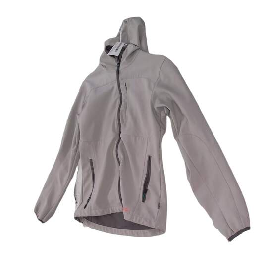 Womens Gray Long Sleeve Full Zip Hooded Windbreaker Jacket Size Small image number 2