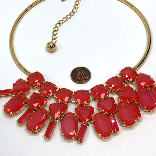 Designer Kate Spade Gold-Tone Red Crystal Cut Stone Statement Necklace image number 3