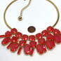 Designer Kate Spade Gold-Tone Red Crystal Cut Stone Statement Necklace image number 3
