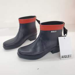 Aigle Women's Myrica Bottil Heeled Black Rubber Rain Boot Size 9 NWT