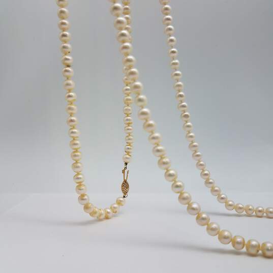 IPS 14k Gold Knotted 6.5mm Fw Pearl 64 Inch Necklace 97.0g image number 5
