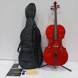 Brown Wooden Cello In Case w/ Accessories
