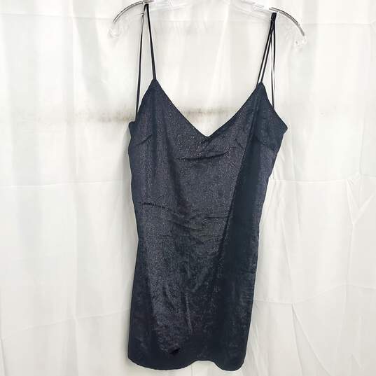 Topshop Women's Black Glitter Spaghetti Strap Mini Dress Size 6 NWT image number 1