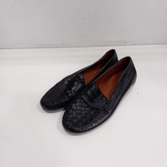 Mens Black Leather Round Toe Flat Slip On Loafer Shoes Size 6.5 M image number 1