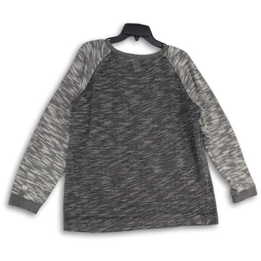Womens Gray Space Dye Crew Neck Raglan Sleeve Pullover Sweatshirt Size XXL image number 2