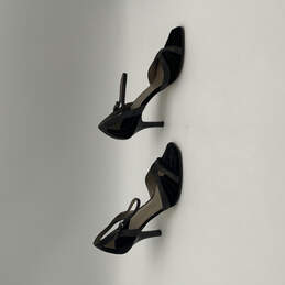 Womens Black Leather Open Top Buckle Stiletto Ankle Strap Heels Size 7 alternative image
