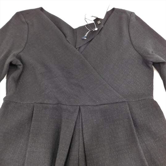 'S Max Mara' Black Wool Bend V-Neck Long Sleeve Knee Length Women's Dress Size M NWT with COA image number 8
