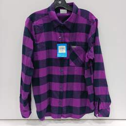 Columbia Women's Purple Plaid LS Button Up Shirt Size L NWT