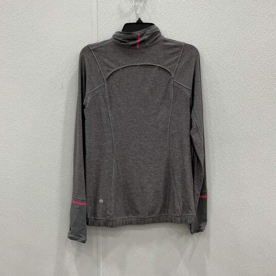 Womens Gray Pace Pusher Long Sleeve 1/4 Zip Pullover Activewear T-Shirt Size 8 image number 2