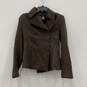 Womens Dark Brown Alpaca Wool Long Sleeve Double-Breasted Pea Coat Size XS image number 1