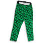 Womens Green Black Palm Tree Print Flat Front Slim Fit Ankle Pants Size 4 image number 1