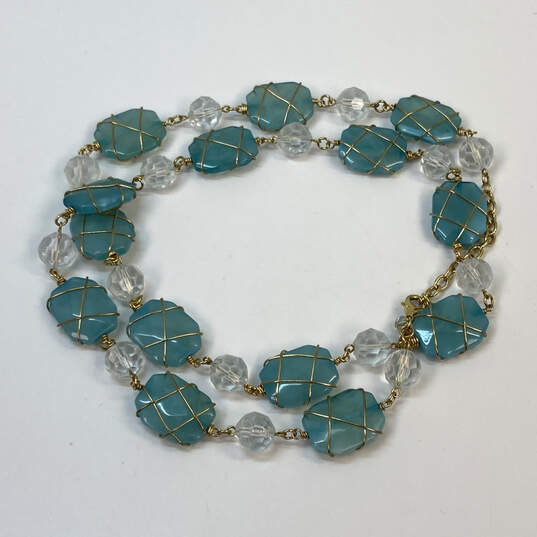 Designer Joan Rivers Gold-Tone Blue Stone Lobster Clasp Beaded Necklace image number 2