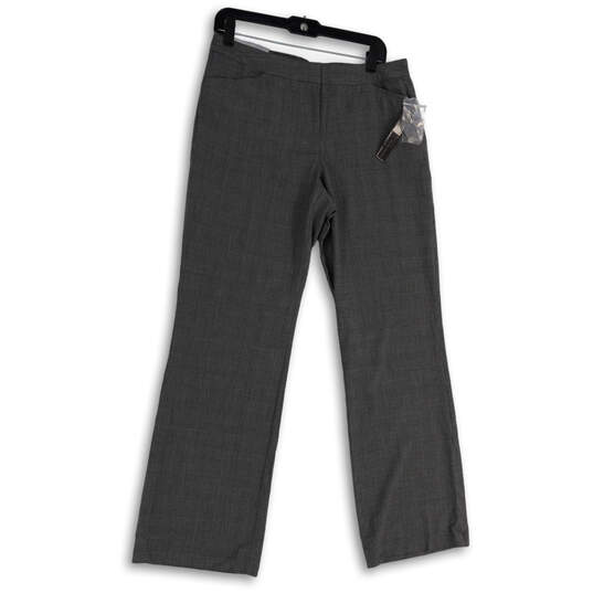 NWT Womens Gray Plaid Flat Front Pockets Straight Leg Dress Pants Size 8 image number 1