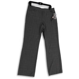 NWT Womens Gray Plaid Flat Front Pockets Straight Leg Dress Pants Size 8