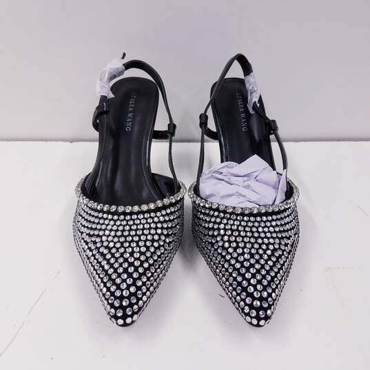 Azalea Wang Sorrel Black Rhinestone Slingback Kitten Heels Shoes Size 7.5 B image number 3