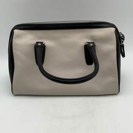 NWT Coach Womens Black White Leather Bag Charm Top Handle Zipper Handbag