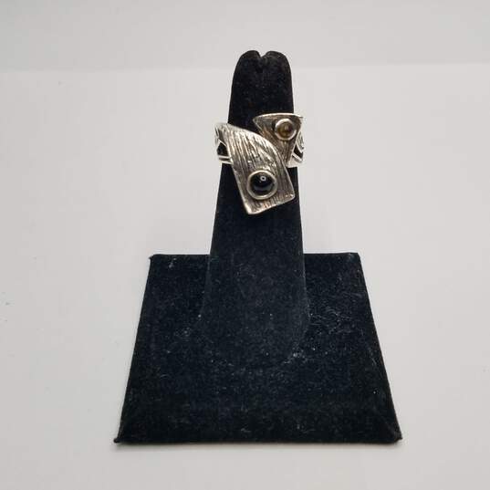 Kara Sterling Silver Assorted Gemstone Open Work Twist Ring Size 4 1/2 7.8g image number 1