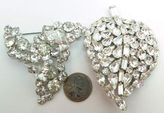 Vintage Icy Rhinestone Silver Tone Statement & Tiered Brooches 54.1g image number 6