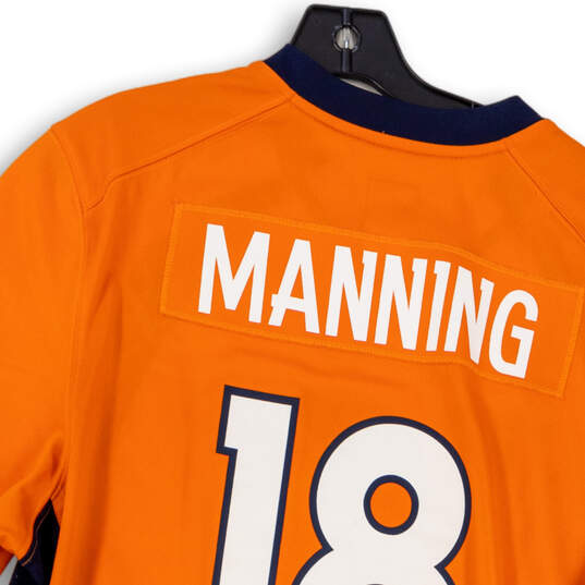 Mens Orange Denver Broncos 18 Manning Short Sleeve Jersey Size Large image number 4