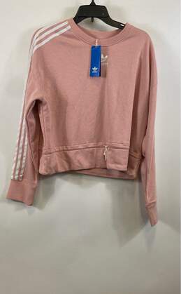 NWT Adidas Womens Pink Long Sleeve Cropped Pullover Sweatshirt Size Medium