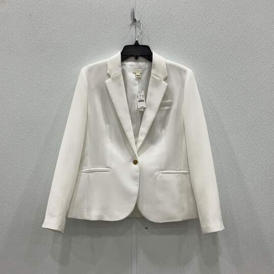 NWT J. Crew Womens White Long Sleeve Notch Lapel One Button Blazer Size 10 image number 1