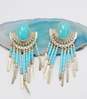 Southwestern Signed 925 Faux Turquoise Dangle Earrings & Rope Chain Necklace 20.9g image number 2