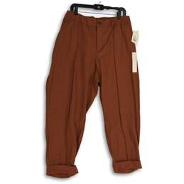 NWT A New Day Womens Orange Pleated Slash Pocket Ankle Pants Size 16R