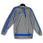 Mens Blue Gray Drawstring Long Sleeve Pullover Hoodie Size Large image number 1