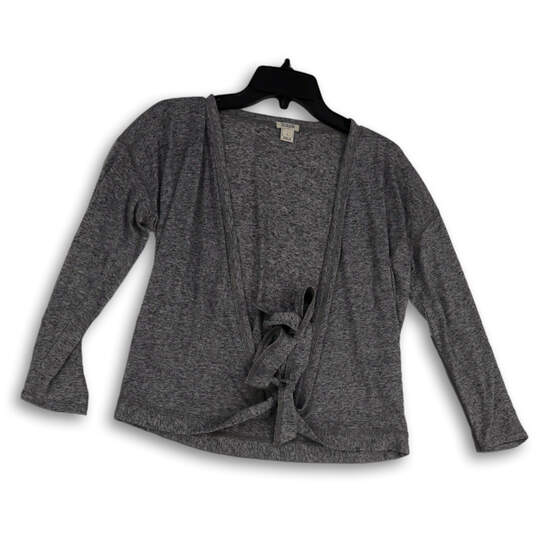 Womens Gray Long Sleeve Open Front Tie Hem Cardigan Sweater Size Small image number 1