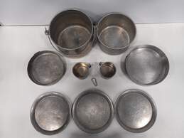ALUMINUM CAMPING COOKWARE: INCLUDES 2 POTS, 2 CUPS, 2 PANS, 3 PLATES, AND STORAGE BAG alternative image