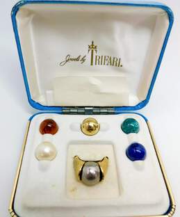 Vintage Jewels By Trifari Gold Tone Interchangeable Bead Ring 117.6g