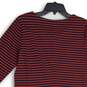 NWT Madewell Womens Red Navy Blue Striped Crew Neck Back Zip Sheath Dress Size L image number 4